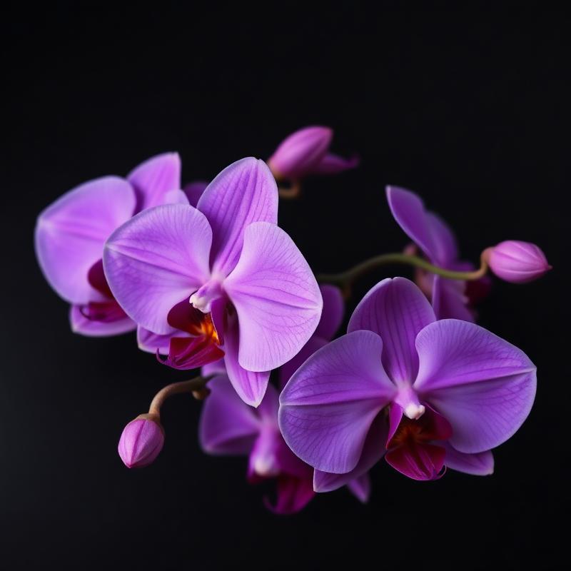 Purple orchids on dark background